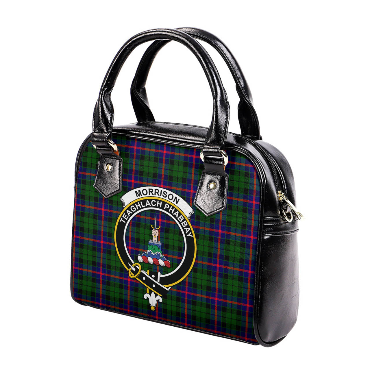 Morrison Modern Tartan Shoulder Handbags with Family Crest - Tartanvibesclothing