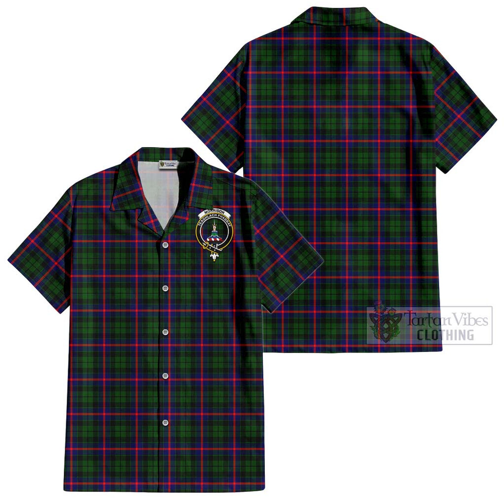 Morrison Modern Tartan Cotton Hawaiian Shirt with Family Crest Kid - Tartan Vibes Clothing