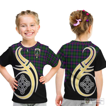 Morrison Modern Tartan Kid T-Shirt with Family Crest and Celtic Symbol Style