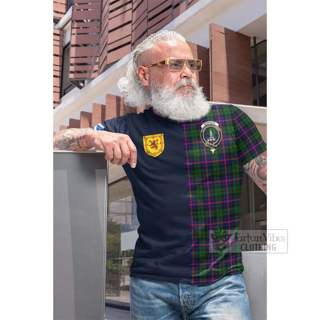 Tartan Vibes Clothing Morrison Modern Tartan Cotton T-shirt with Scottish Lion Royal Arm Half Style