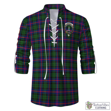 Morrison Modern Tartan Men's Scottish Traditional Jacobite Ghillie Kilt Shirt with Family Crest