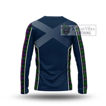 Morrison Modern Tartan Long Sleeve T-Shirt with Family Crest and Lion Rampant Vibes Sport Style