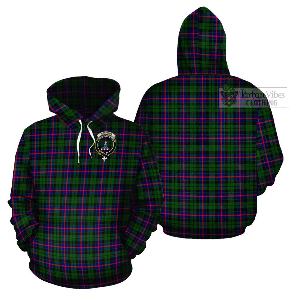 Morrison Modern Tartan Cotton Hoodie with Family Crest Pullover Hoodie - Tartan Vibes Clothing