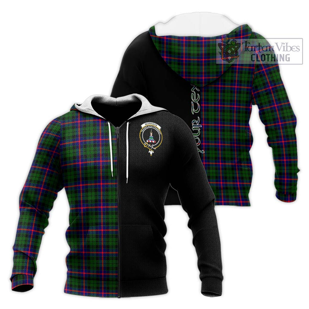 Morrison Modern Tartan Knitted Hoodie with Family Crest and Half Of Me Style Unisex Knitted Zip Hoodie - Tartanvibesclothing Shop