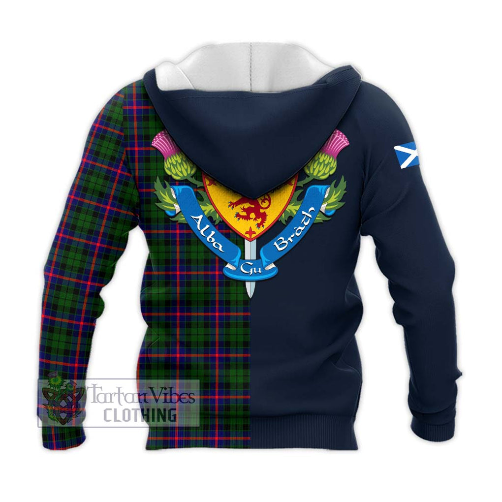 Tartan Vibes Clothing Morrison Modern Tartan Knitted Hoodie with Scottish Lion Royal Arm Half Style