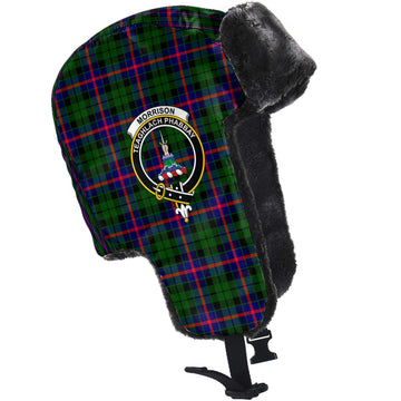 Morrison Modern Tartan Winter Trapper Hat with Family Crest