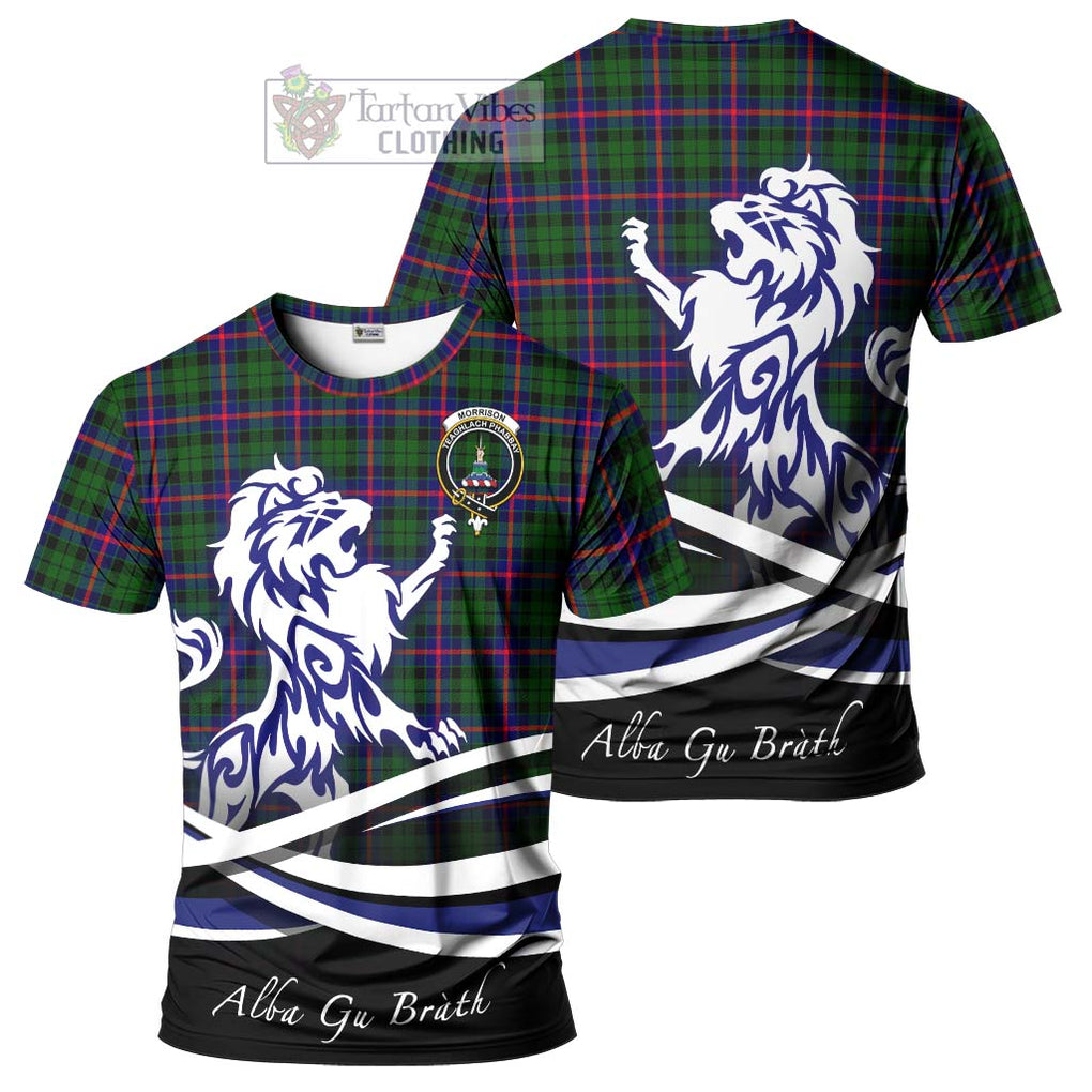 Tartan Vibes Clothing Morrison Modern Tartan Cotton T-shirt with Alba Gu Brath Regal Lion Emblem