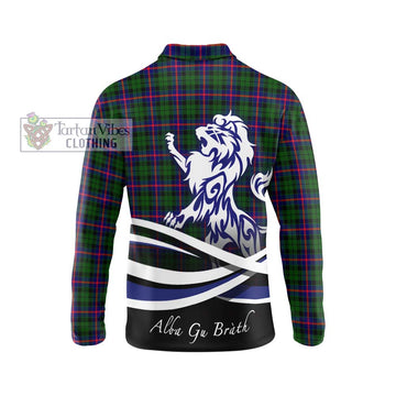 Morrison Modern Tartan Long Sleeve Polo Shirt with Alba Gu Brath Regal Lion Emblem