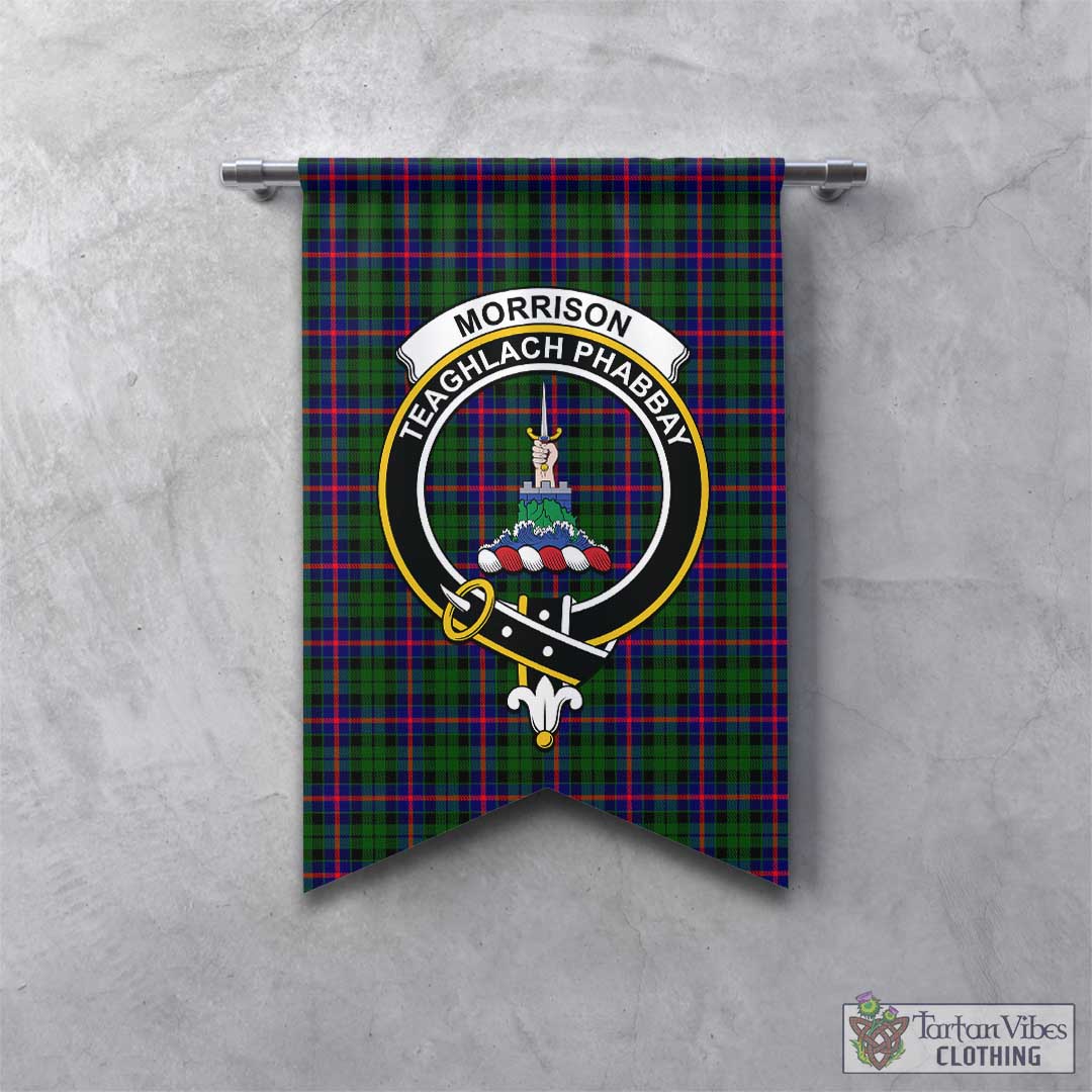 Tartan Vibes Clothing Morrison Modern Tartan Gonfalon, Tartan Banner with Family Crest