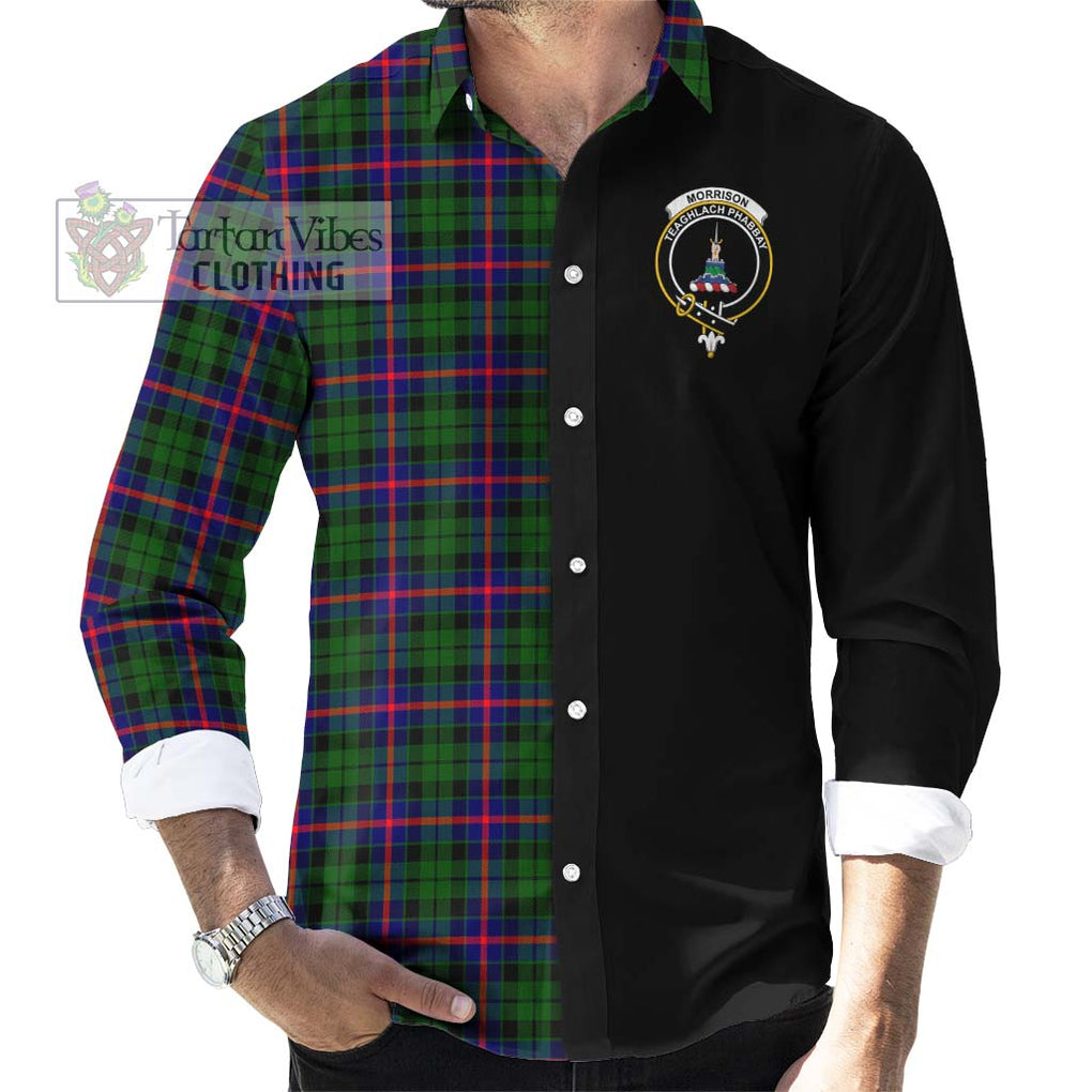 Morrison Modern Tartan Long Sleeve Button Shirt with Family Crest and Half Of Me Style - Tartanvibesclothing Shop