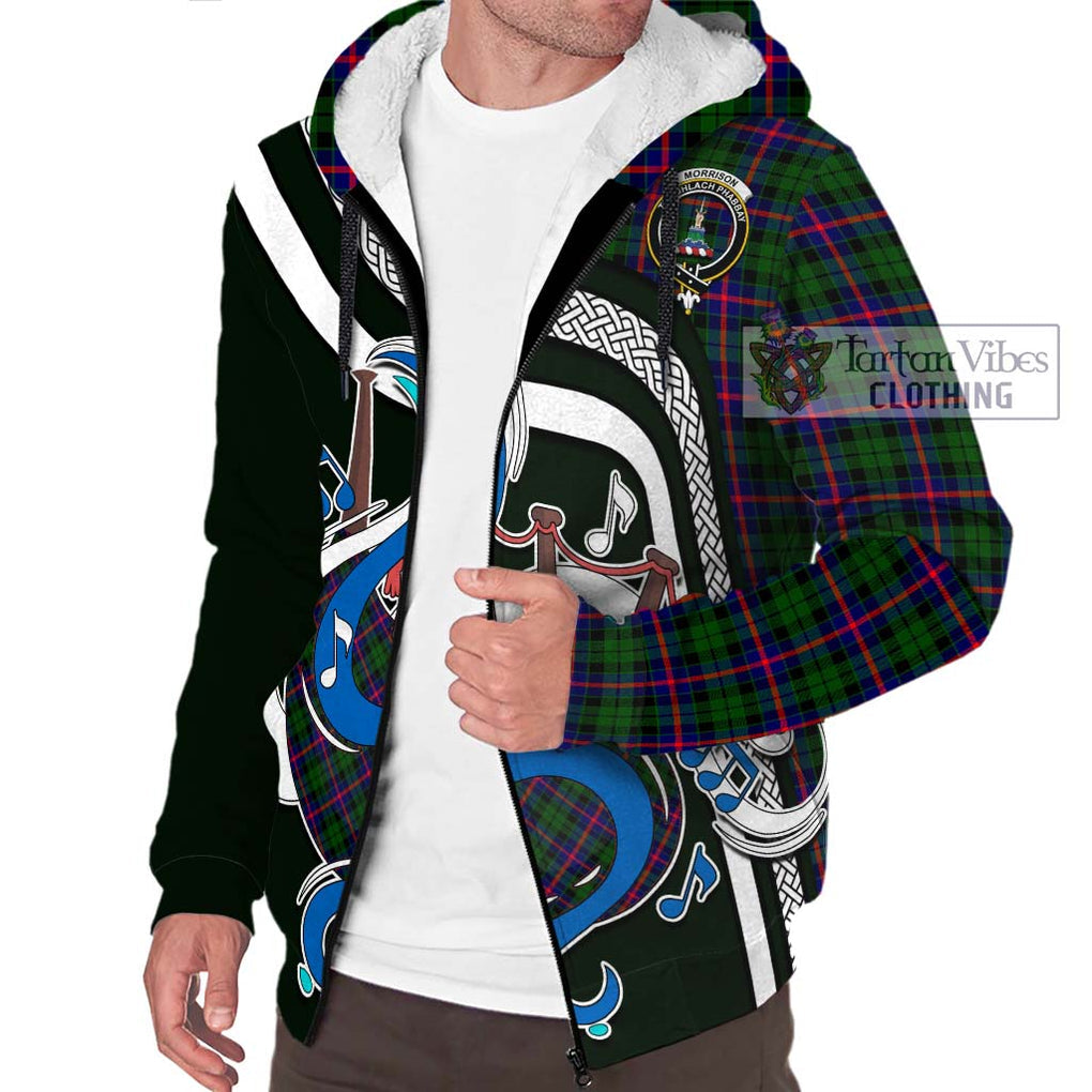 Morrison Modern Tartan Sherpa Hoodie with Epic Bagpipe Style Unisex - Tartanvibesclothing Shop