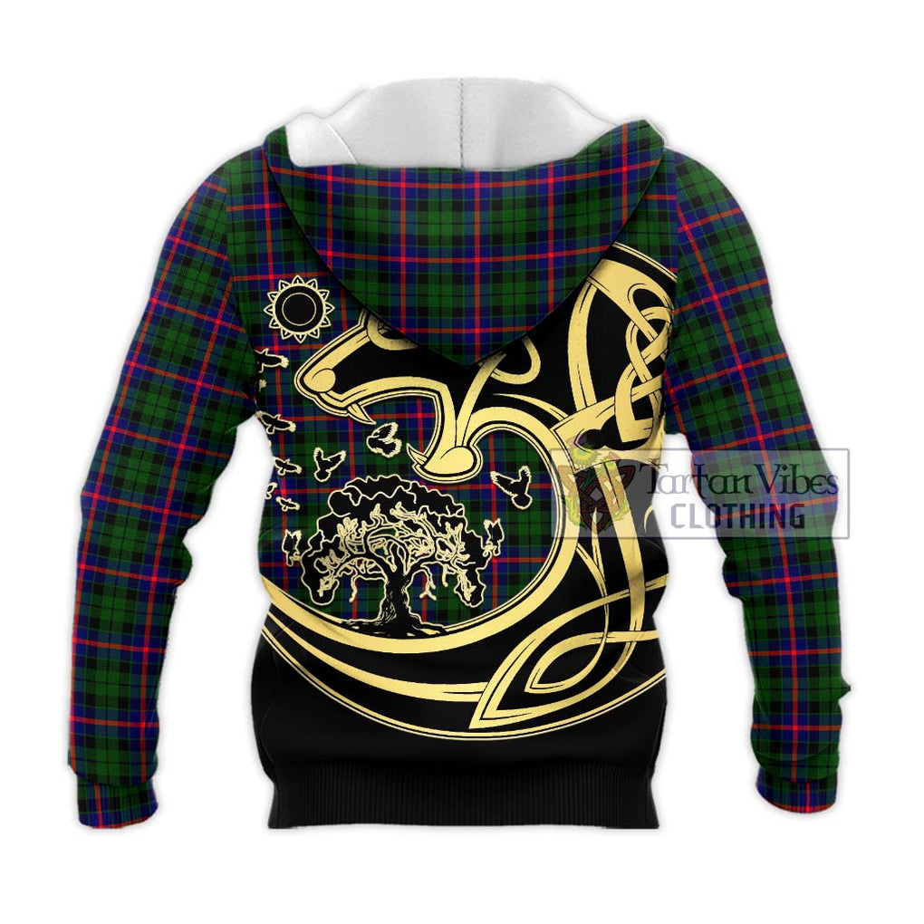 Morrison Modern Tartan Knitted Hoodie with Family Crest Celtic Wolf Style - Tartan Vibes Clothing