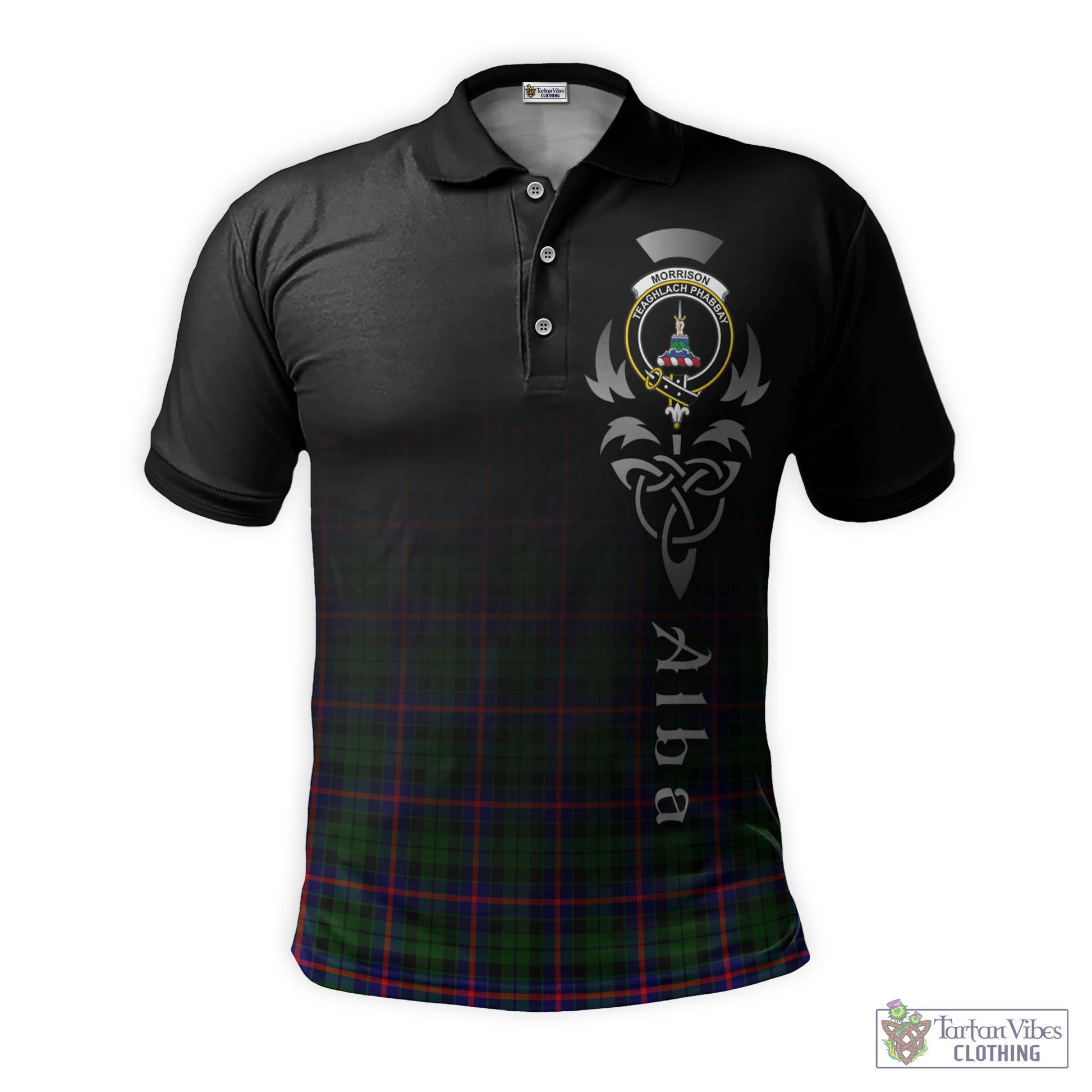 Tartan Vibes Clothing Morrison Modern Tartan Polo Shirt Featuring Alba Gu Brath Family Crest Celtic Inspired