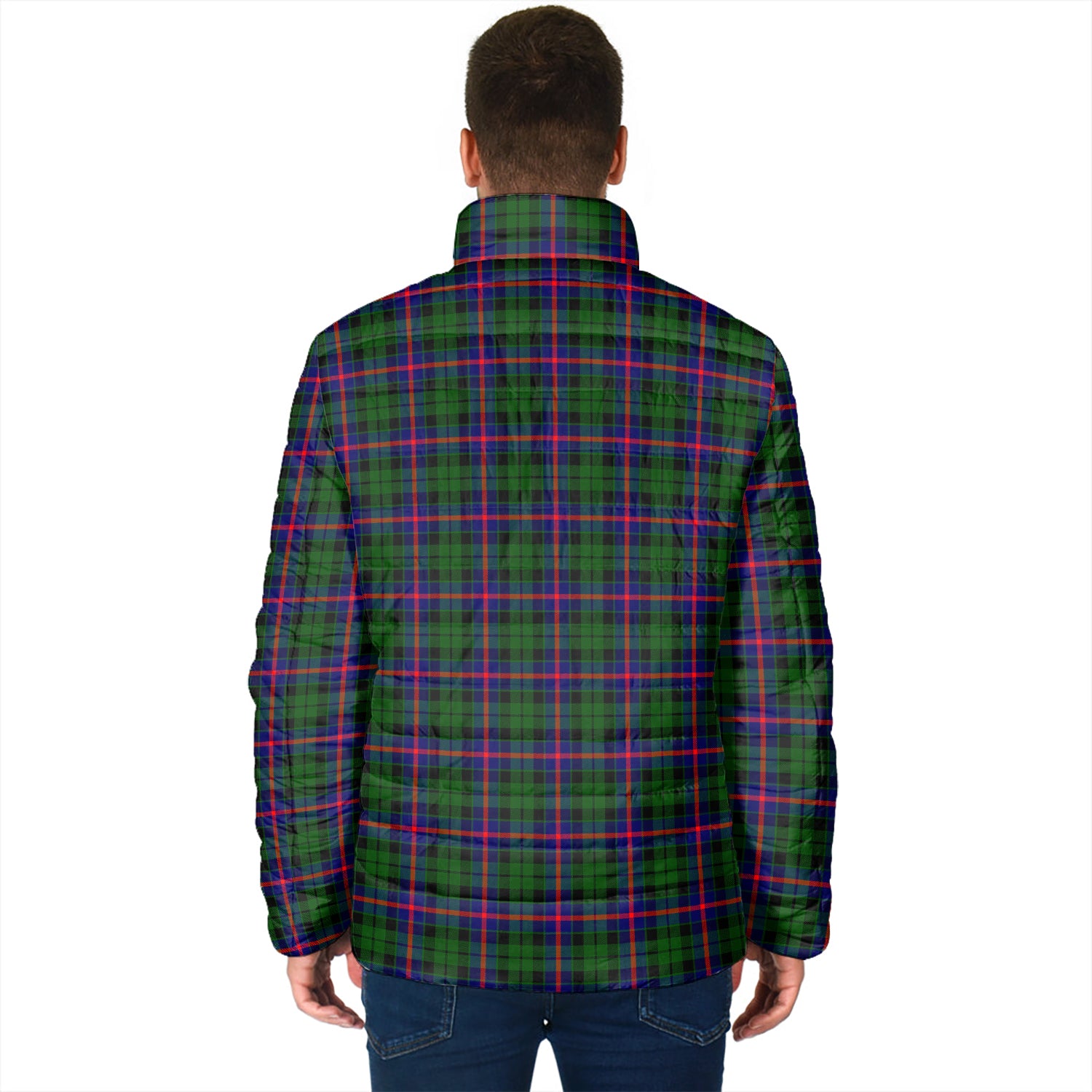 Morrison Modern Tartan Padded Jacket with Family Crest - Tartan Vibes Clothing