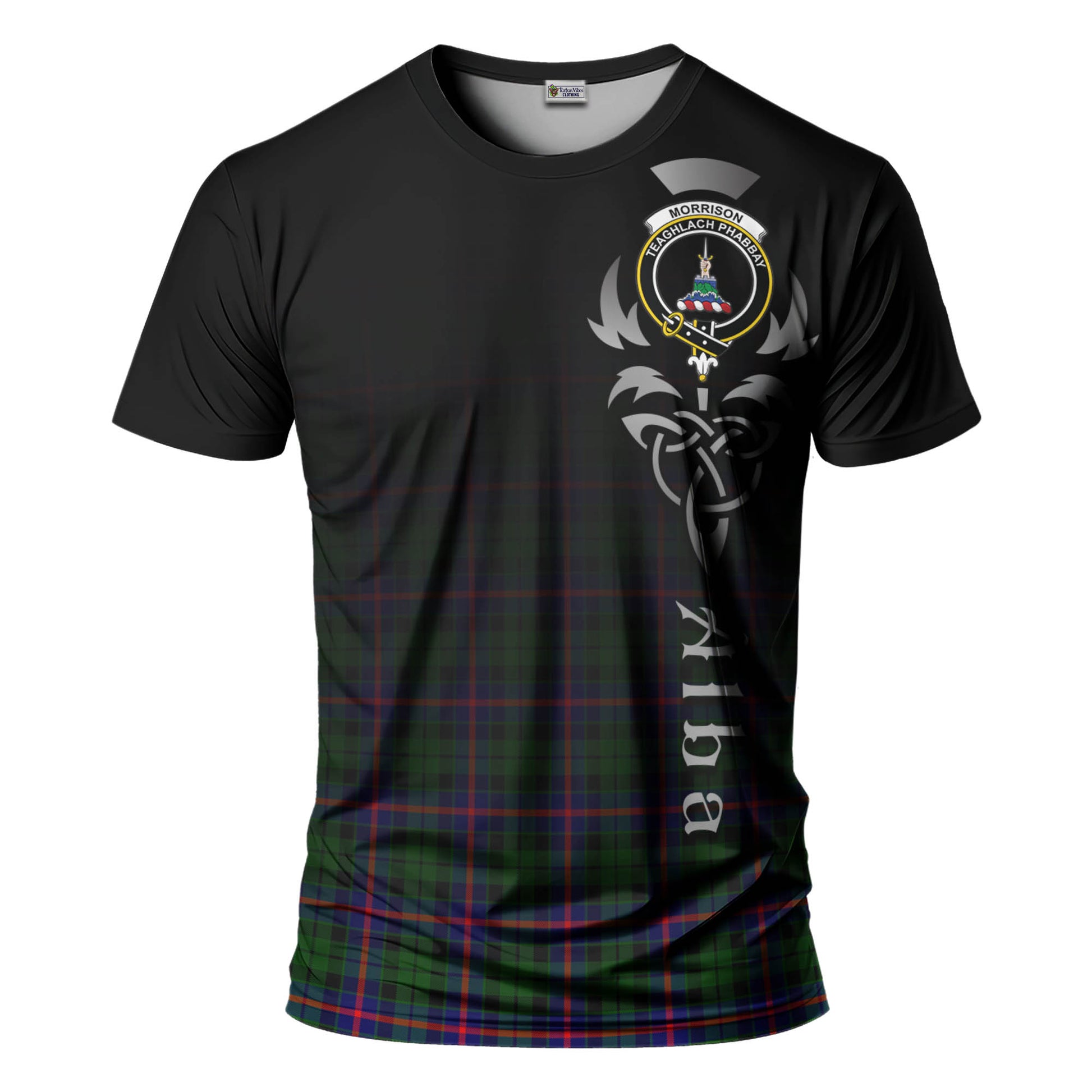 Tartan Vibes Clothing Morrison Modern Tartan T-Shirt Featuring Alba Gu Brath Family Crest Celtic Inspired