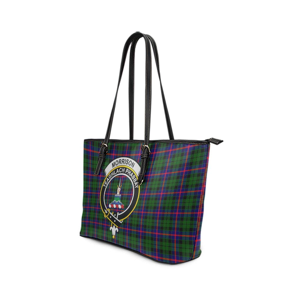 Morrison Modern Tartan Leather Tote Bag with Family Crest - Tartan Vibes Clothing