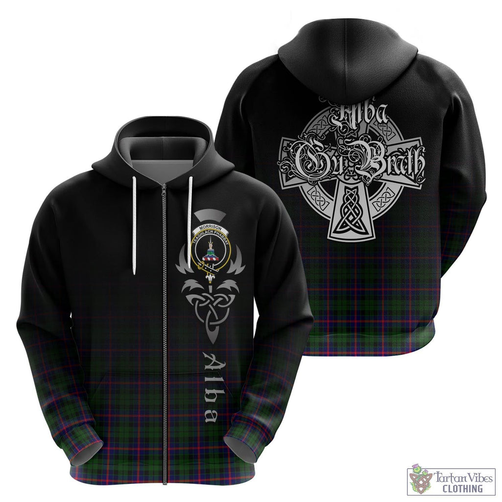 Tartan Vibes Clothing Morrison Modern Tartan Hoodie Featuring Alba Gu Brath Family Crest Celtic Inspired