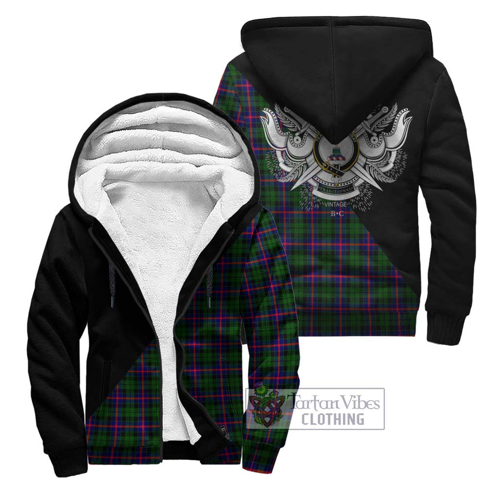 Morrison Modern Tartan Sherpa Hoodie with Family Crest and Military Logo Style Unisex - Tartanvibesclothing Shop