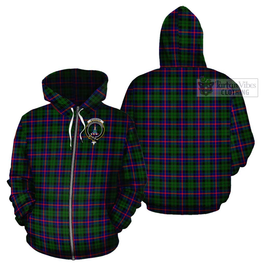 Morrison Modern Tartan Cotton Hoodie with Family Crest Zip Hoodie - Tartan Vibes Clothing