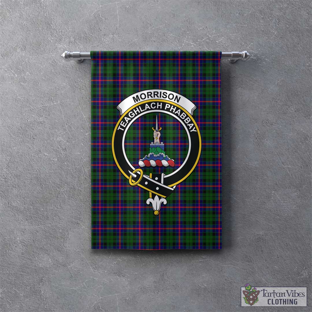 Tartan Vibes Clothing Morrison Modern Tartan Gonfalon, Tartan Banner with Family Crest