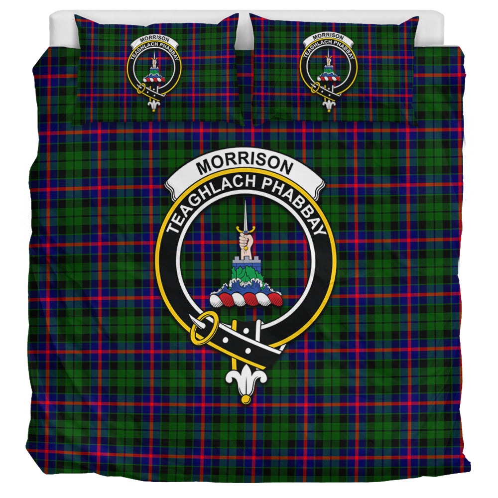 Morrison Modern Tartan Bedding Set with Family Crest UK Bedding Set UK Super King 104*94 inch - Tartan Vibes Clothing