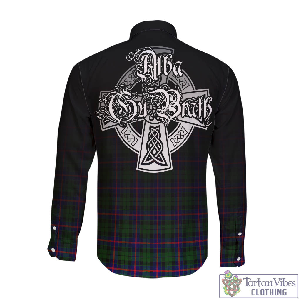 Tartan Vibes Clothing Morrison Modern Tartan Long Sleeve Button Up Featuring Alba Gu Brath Family Crest Celtic Inspired