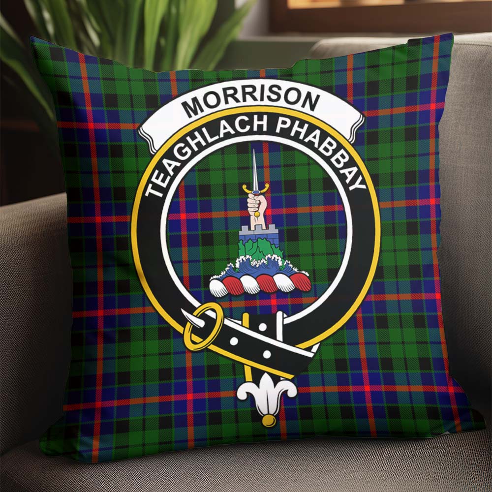 Morrison Modern Tartan Pillow Cover with Family Crest - Tartanvibesclothing