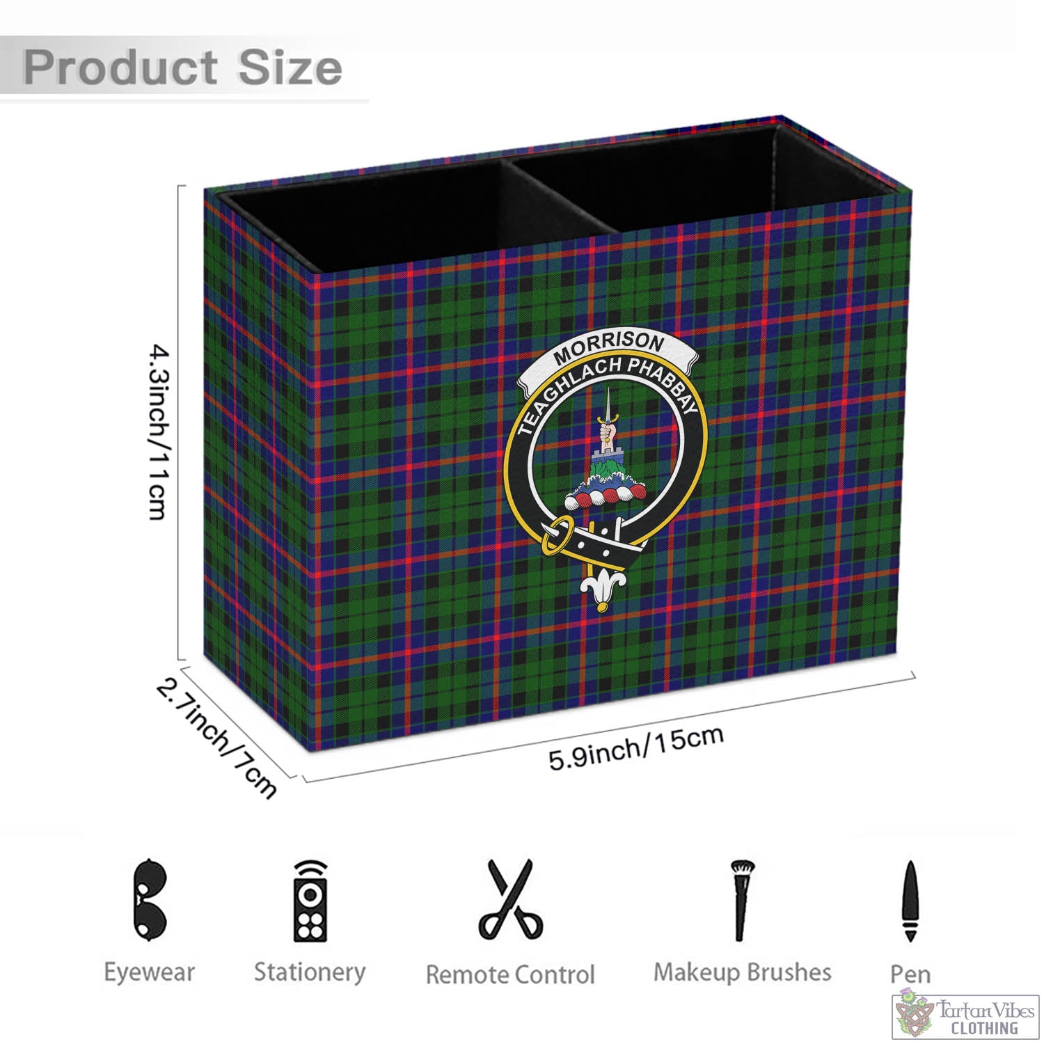 Tartan Vibes Clothing Morrison Modern Tartan Pen Holder with Family Crest