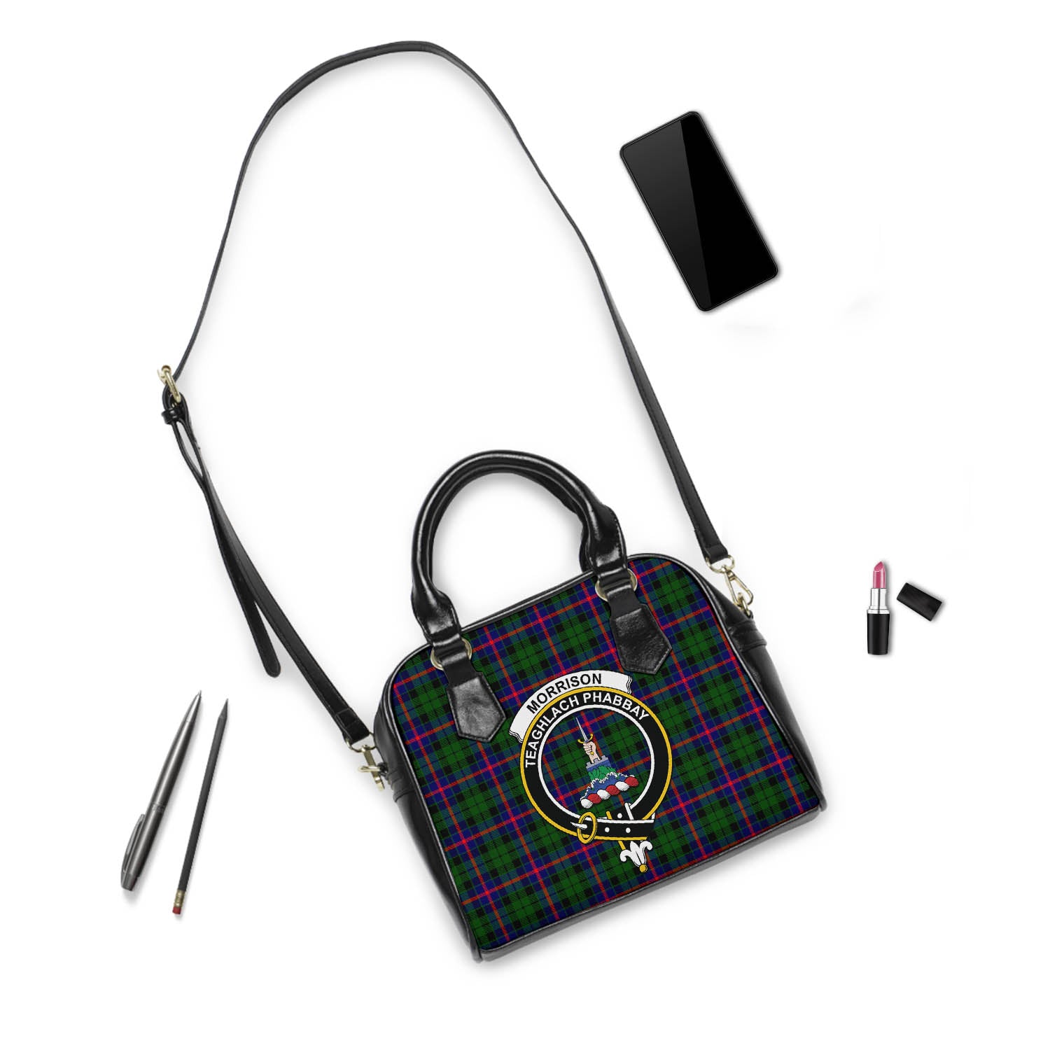 Morrison Modern Tartan Shoulder Handbags with Family Crest - Tartanvibesclothing