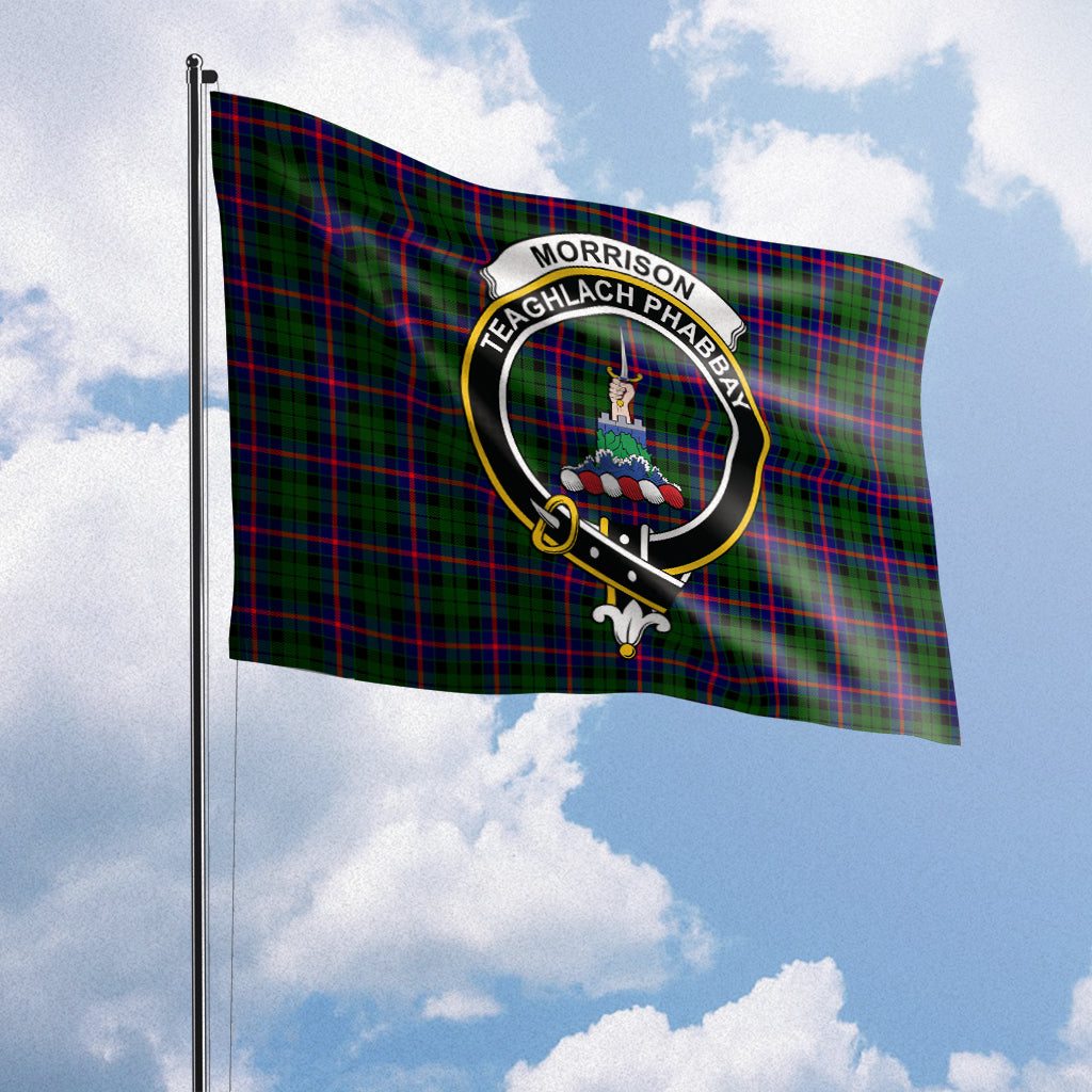 Morrison Modern Tartan Flag with Family Crest House Flag (Horizontal) - Tartan Vibes Clothing