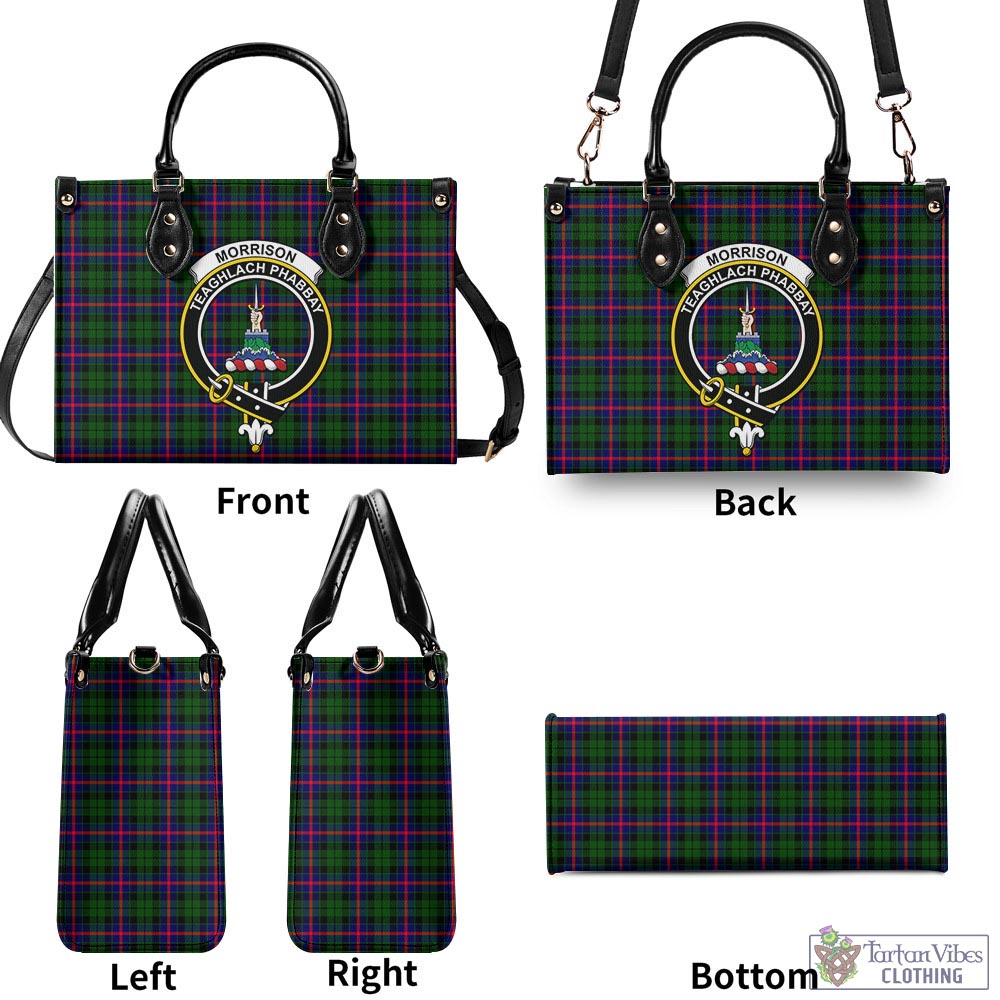 Tartan Vibes Clothing Morrison Modern Tartan Luxury Leather Handbags with Family Crest