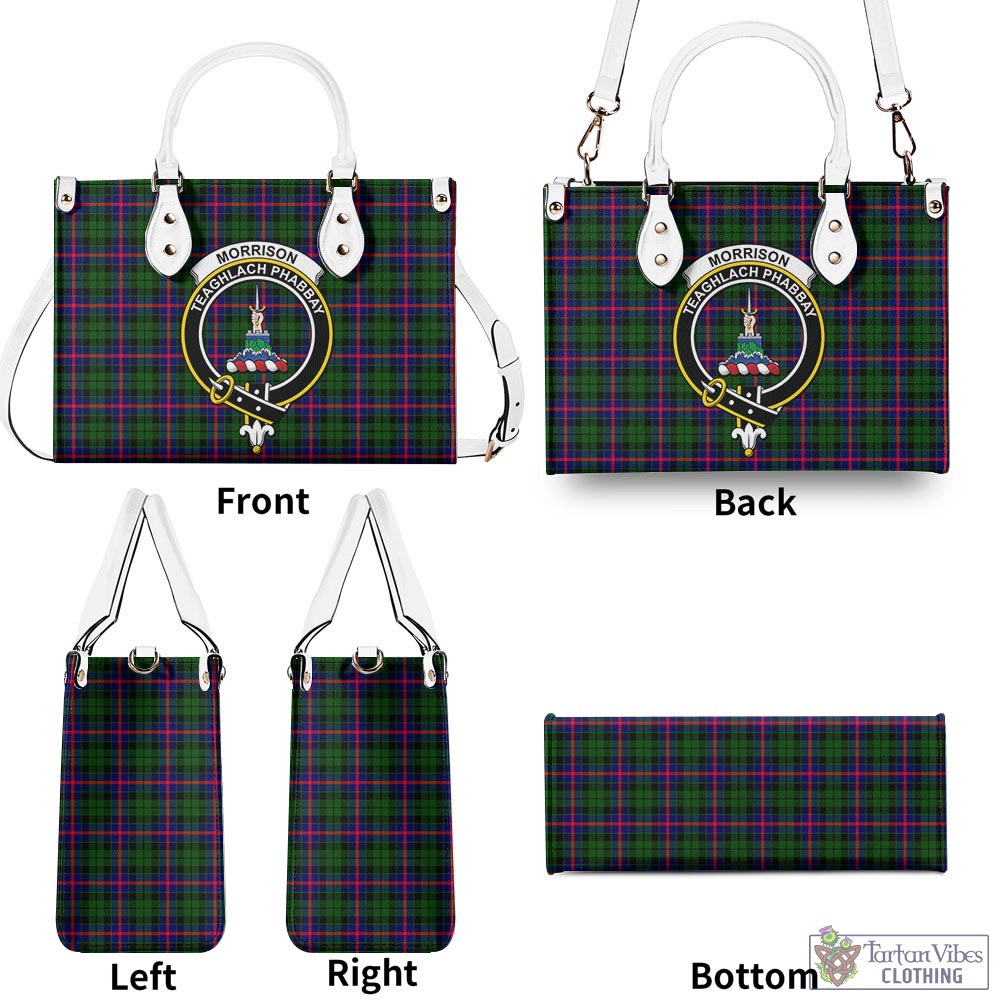 Tartan Vibes Clothing Morrison Modern Tartan Luxury Leather Handbags with Family Crest