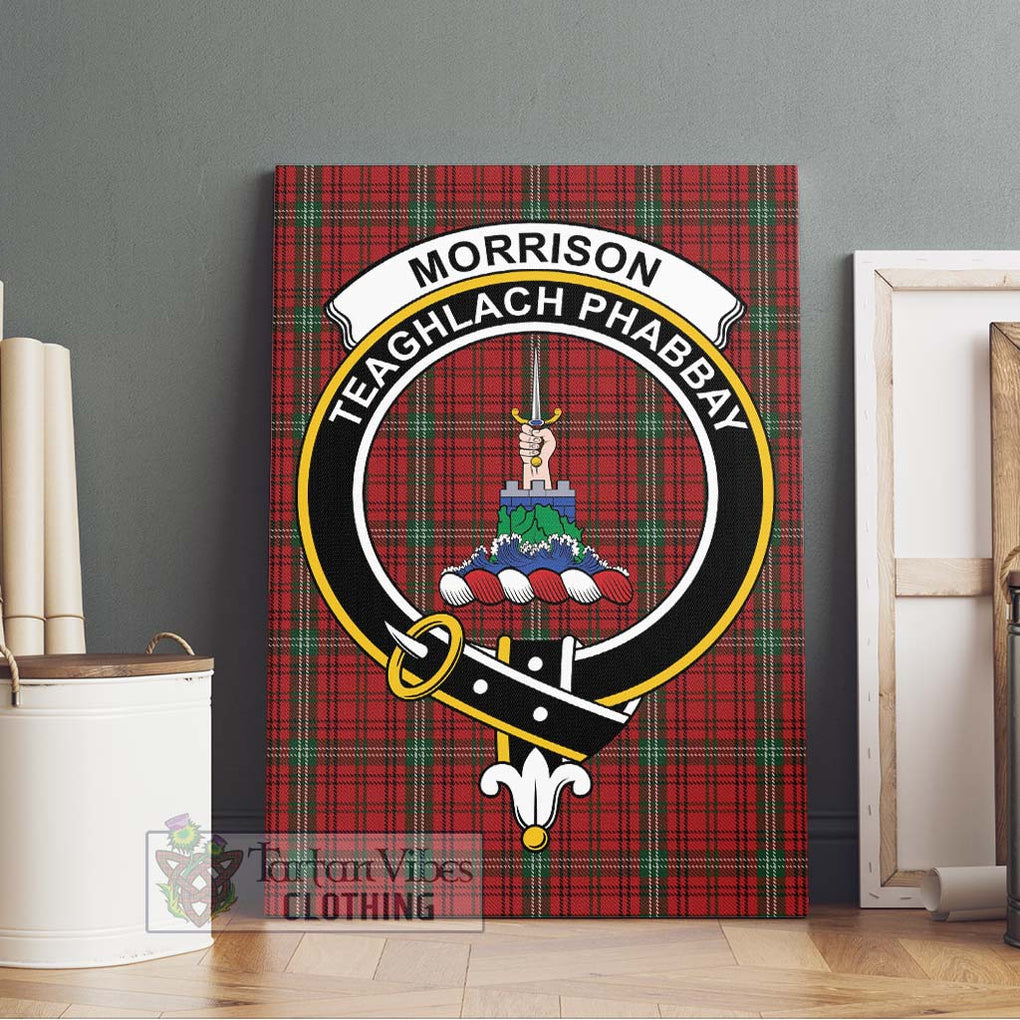 Morrison Red Tartan Canvas Print Wall Art with Family Crest Without Frame - Tartan Vibes Clothing