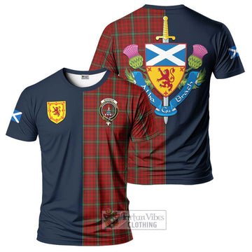 Morrison Red Tartan T-Shirt Alba with Scottish Lion Royal Arm Half Style