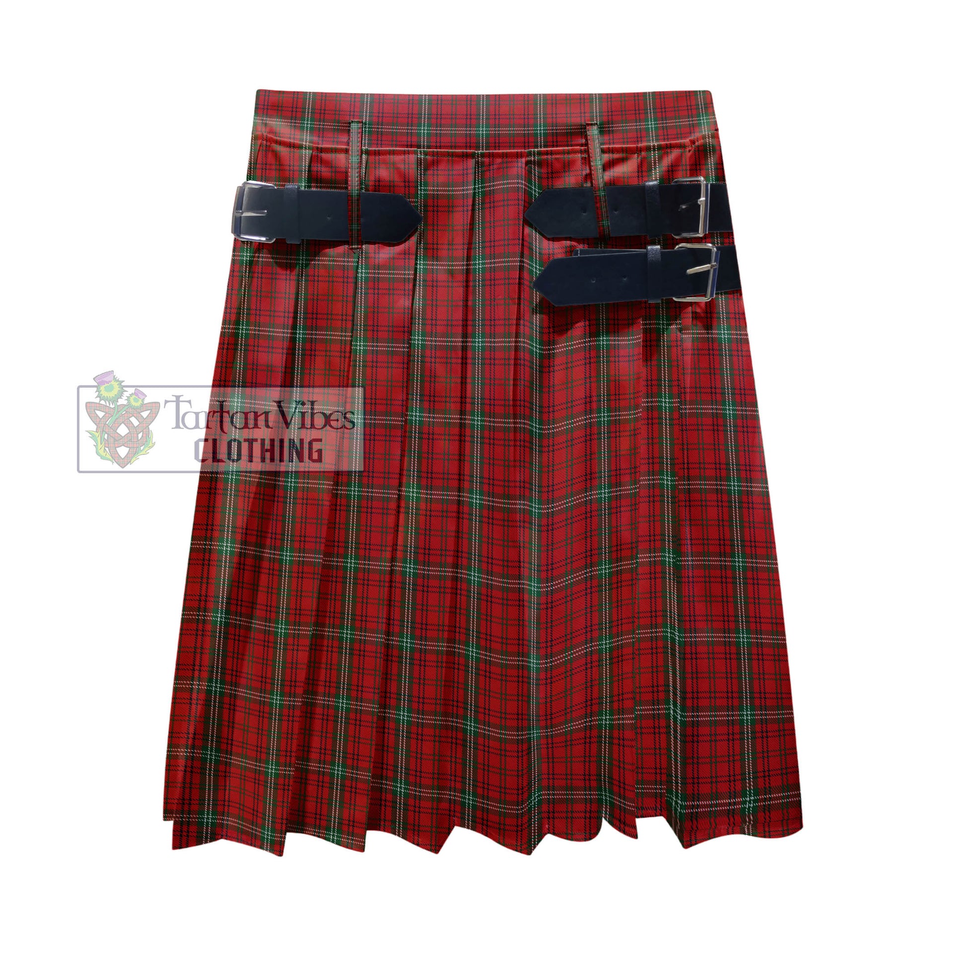 Tartan Vibes Clothing Morrison Red Tartan Men's Pleated Skirt - Fashion Casual Retro Scottish Style