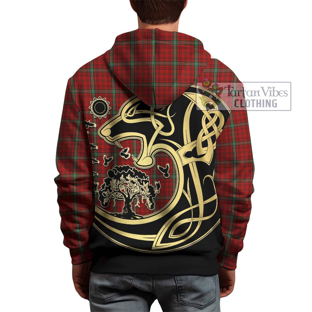 Morrison Red Tartan Hoodie with Family Crest Celtic Wolf Style - Tartan Vibes Clothing