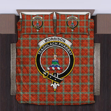 Morrison Red Ancient Tartan Quilt Bed Set with Family Crest