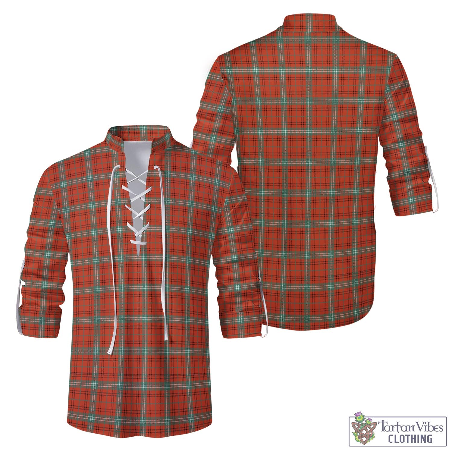 Tartan Vibes Clothing Morrison Red Ancient Tartan Men's Scottish Traditional Jacobite Ghillie Kilt Shirt