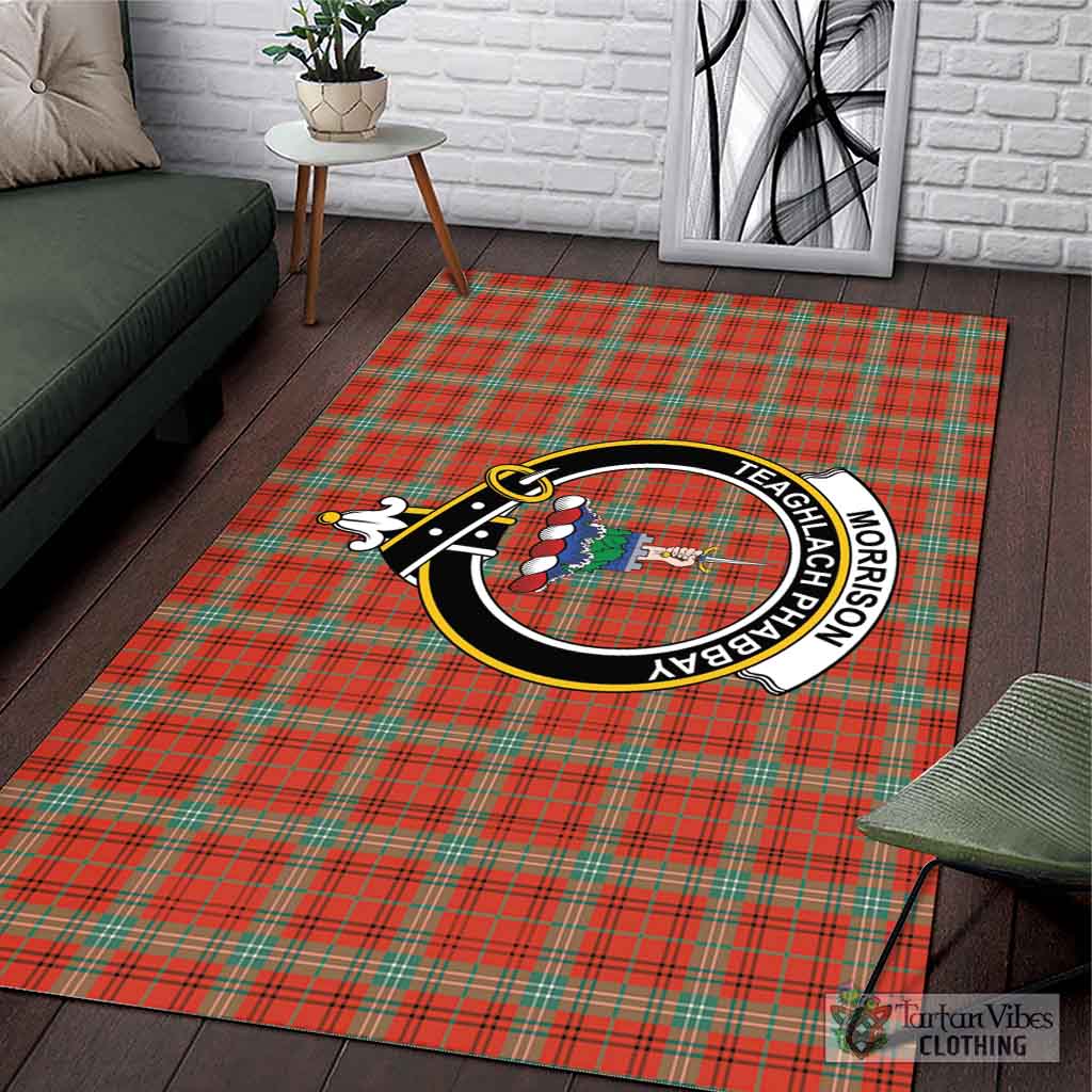 Tartan Vibes Clothing Morrison Red Ancient Tartan Area Rug with Family Crest