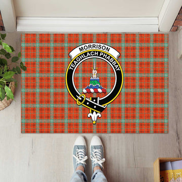 Morrison Red Ancient Tartan Door Mat with Family Crest