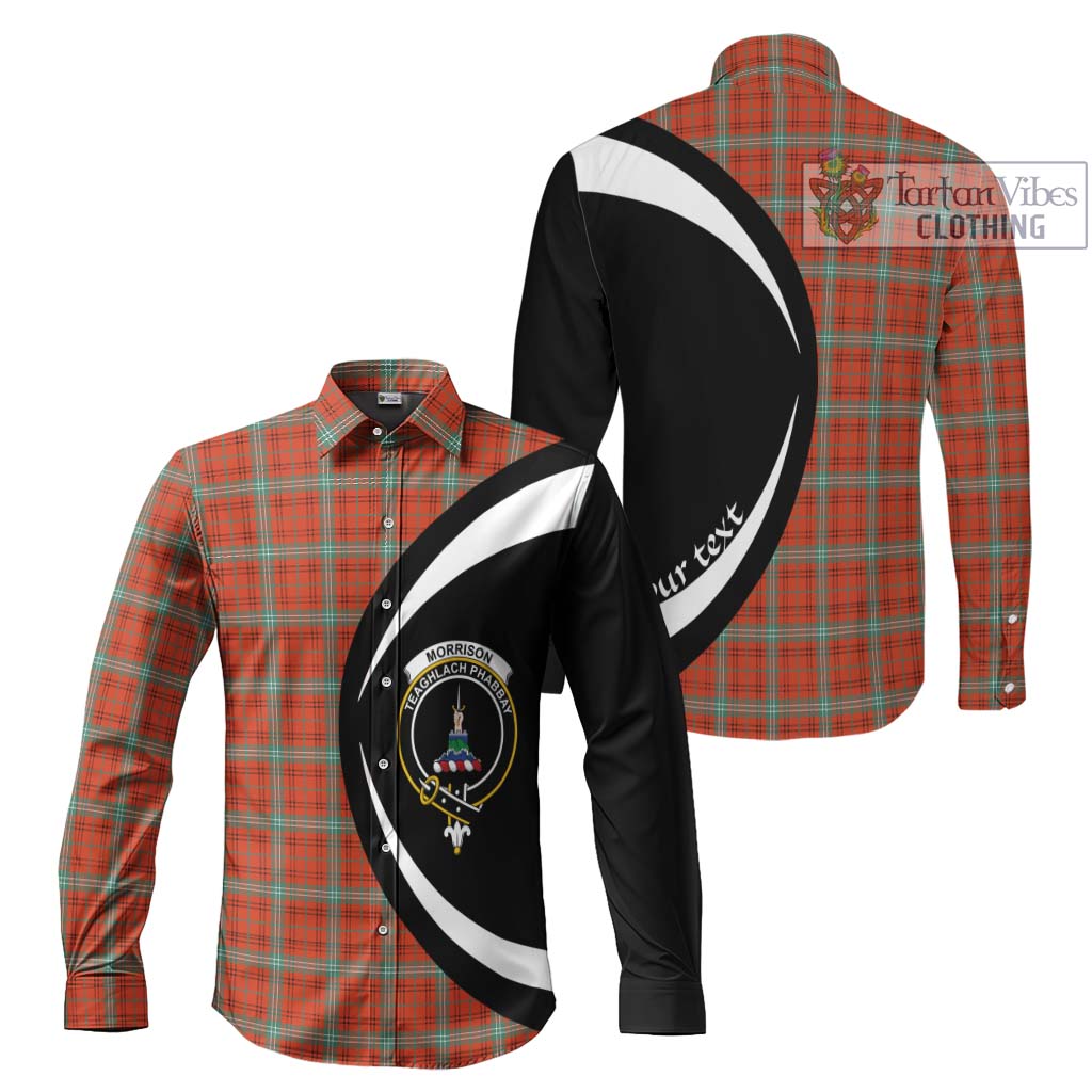 Morrison Red Ancient Tartan Long Sleeve Button Up with Family Crest Circle Style Men's Shirt S - Tartan Vibes Clothing