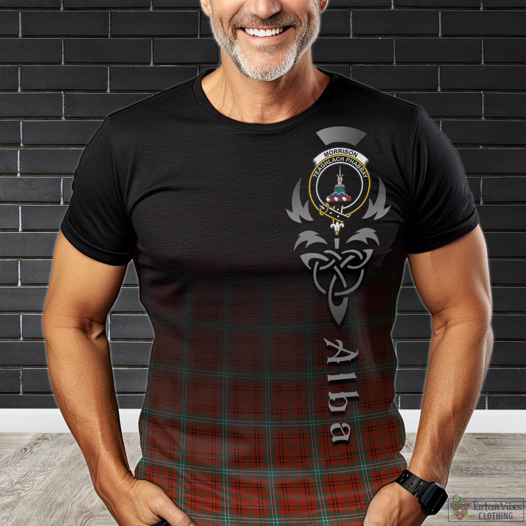 Tartan Vibes Clothing Morrison Red Ancient Tartan T-Shirt Featuring Alba Gu Brath Family Crest Celtic Inspired