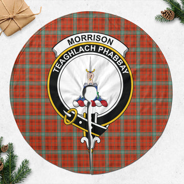 Morrison Red Ancient Tartan Christmas Tree Skirt with Family Crest