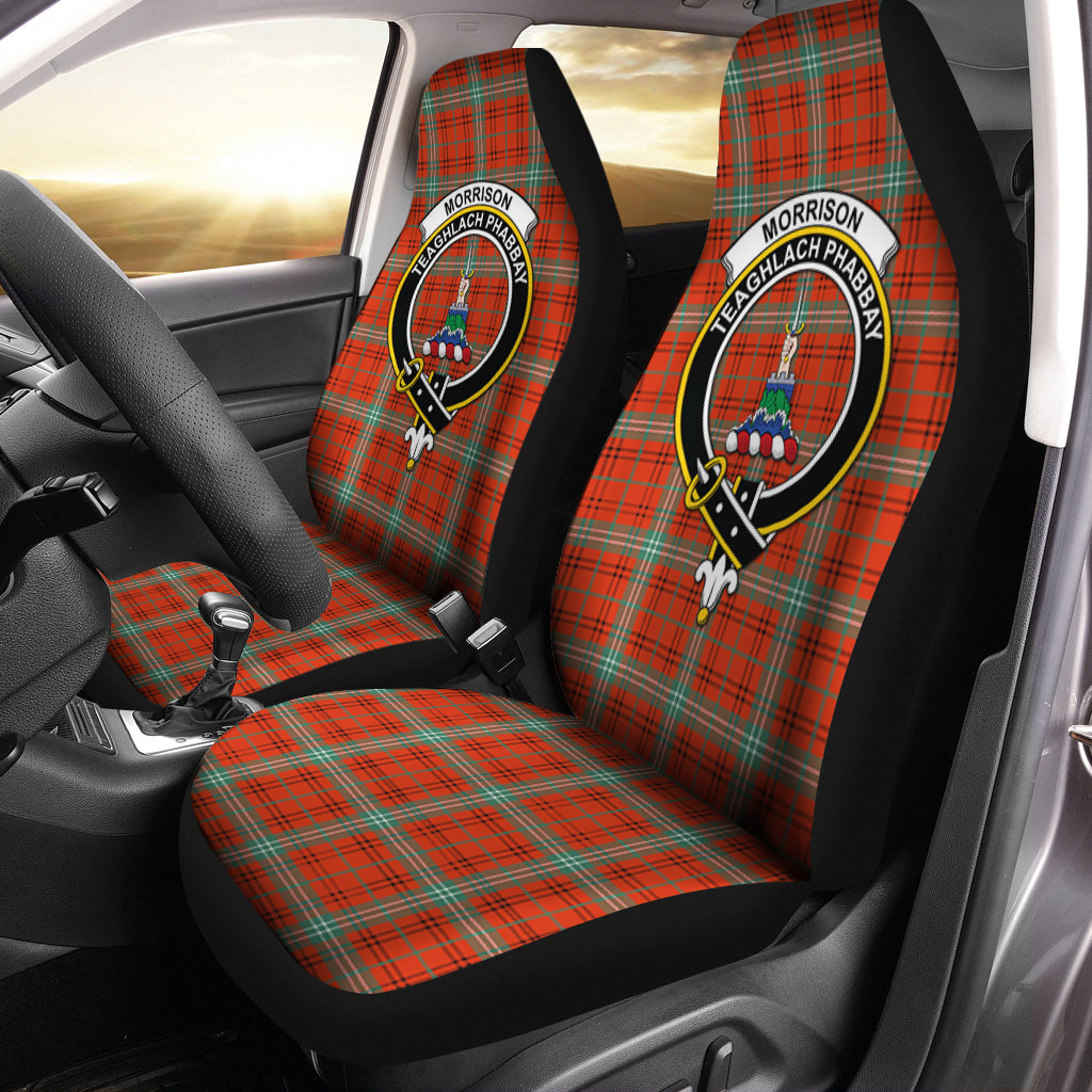 Morrison Red Ancient Tartan Car Seat Cover with Family Crest One Size - Tartanvibesclothing