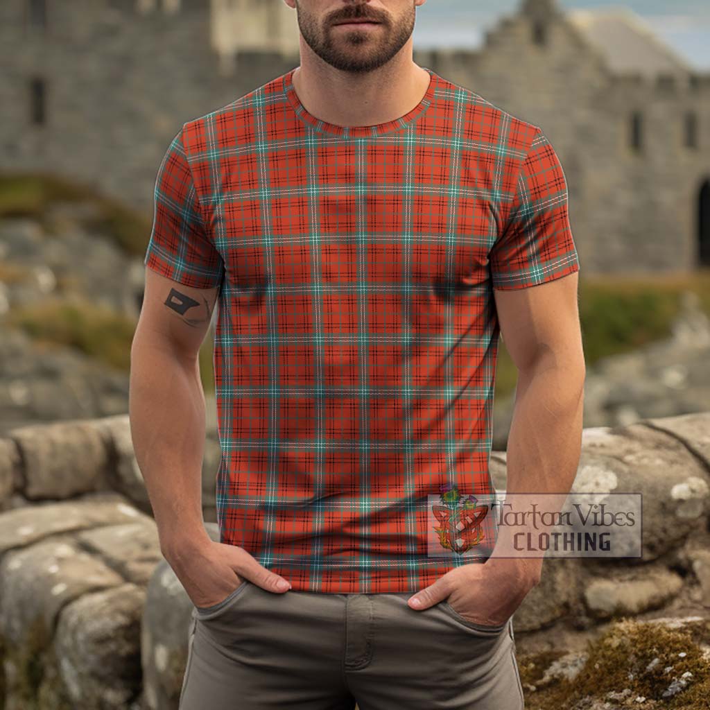 Morrison Red Ancient Tartan Cotton T-Shirt Men's Shirt - Tartanvibesclothing Shop