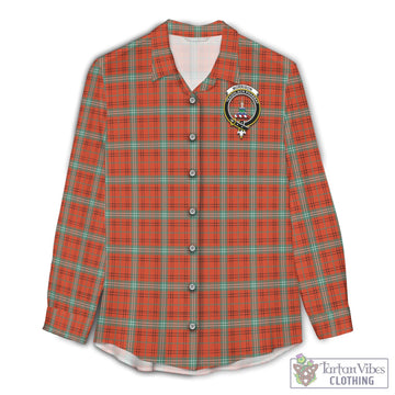 Morrison Red Ancient Tartan Women's Casual Shirt with Family Crest