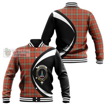 Morrison Red Ancient Tartan Baseball Jacket with Family Crest Circle Style