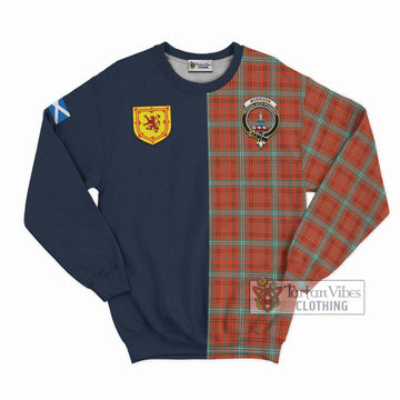 Morrison Red Ancient Tartan Sweatshirt Alba with Scottish Lion Royal Arm Half Style