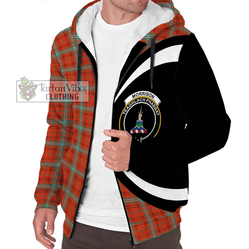 Morrison Red Ancient Tartan Sherpa Hoodie with Family Crest Circle Style Unisex S - Tartan Vibes Clothing