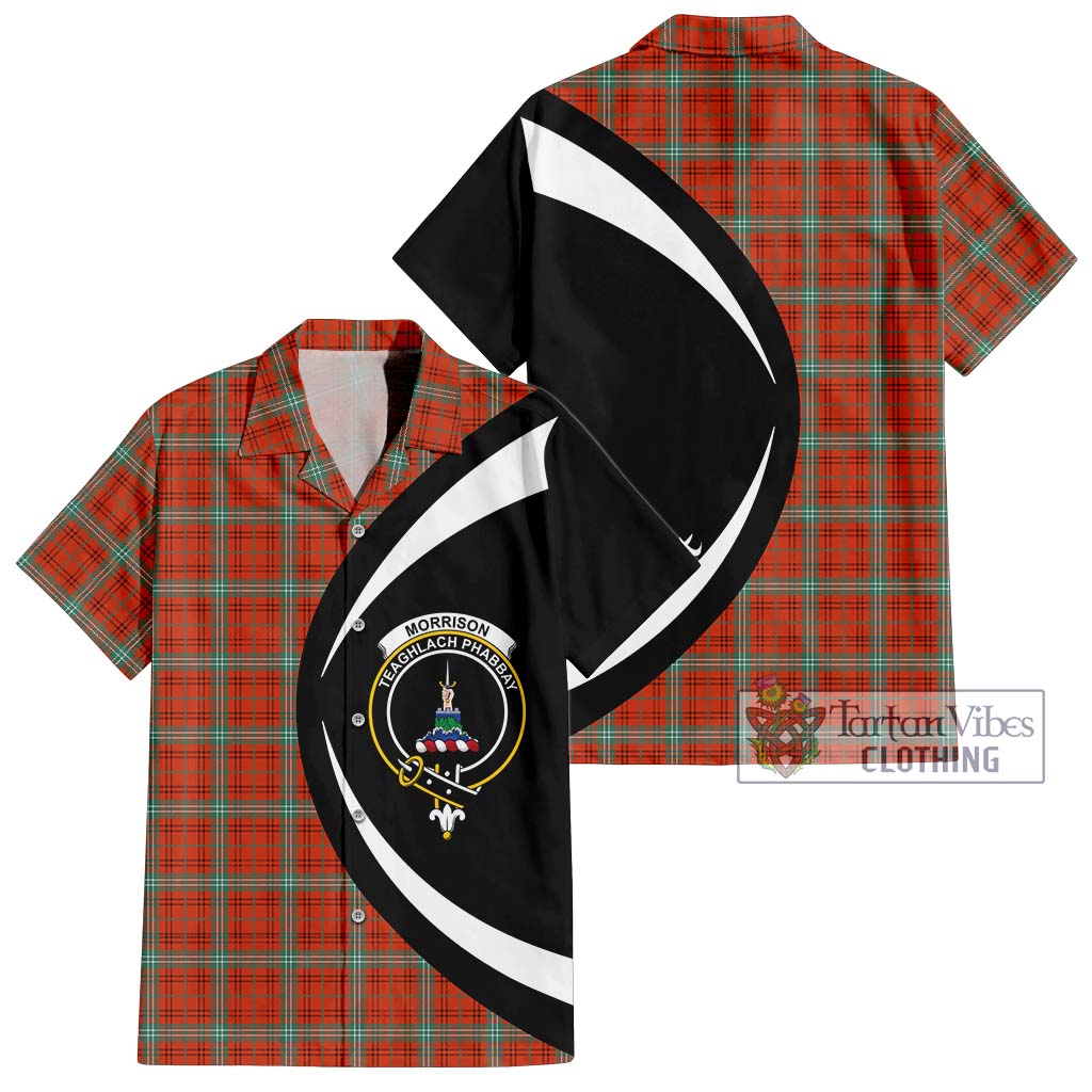 Morrison Red Ancient Tartan Short Sleeve Button Up with Family Crest Circle Style Kid - Tartan Vibes Clothing